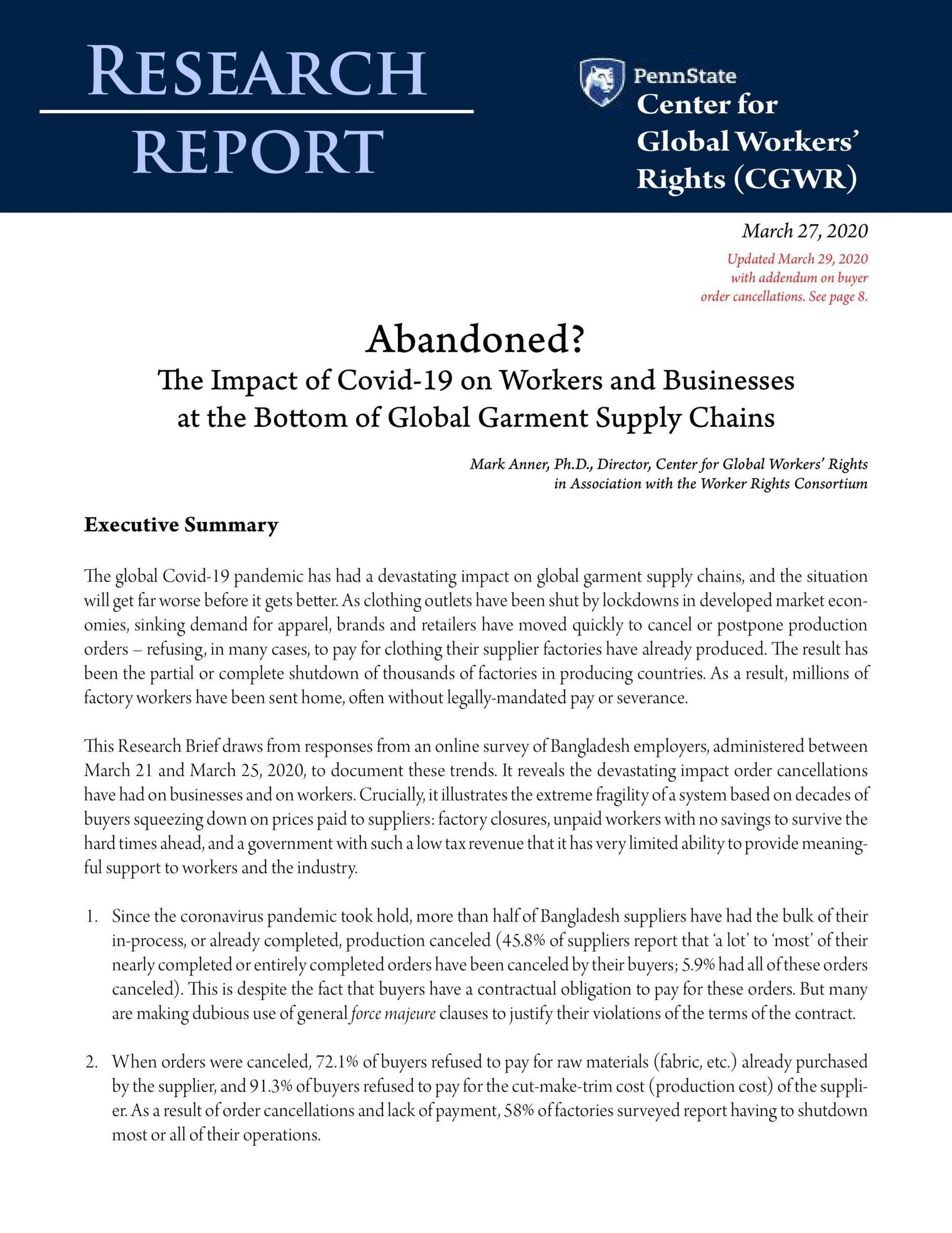 research report example about covid 19